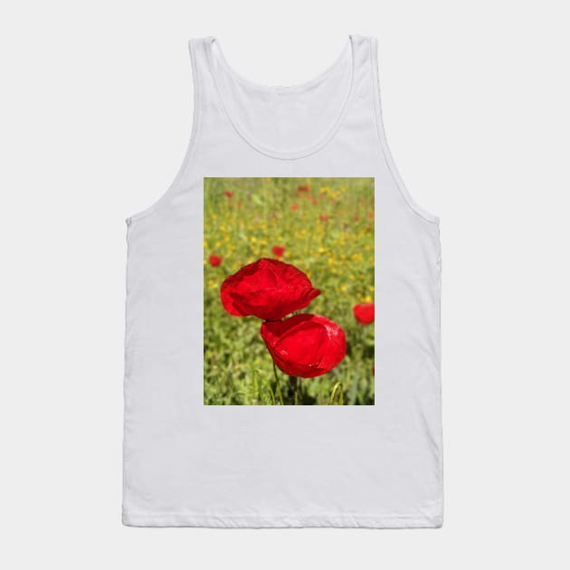 Greek Wildflowers poppy and calendula meadow Tank Top by aeolia